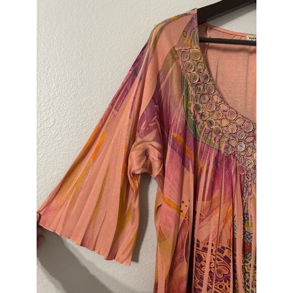 One World Short Sleeve‎ V-Neck Flowy Blouse Size 1X - Picture 3 of 6